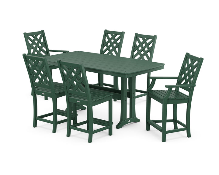 Country Living Wovendale 7-Piece Counter Set with Trestle Legs