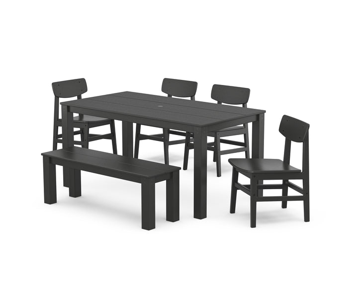 POLYWOOD® Modern Studio Urban Chair 6-Piece Parsons Dining Set with Bench
