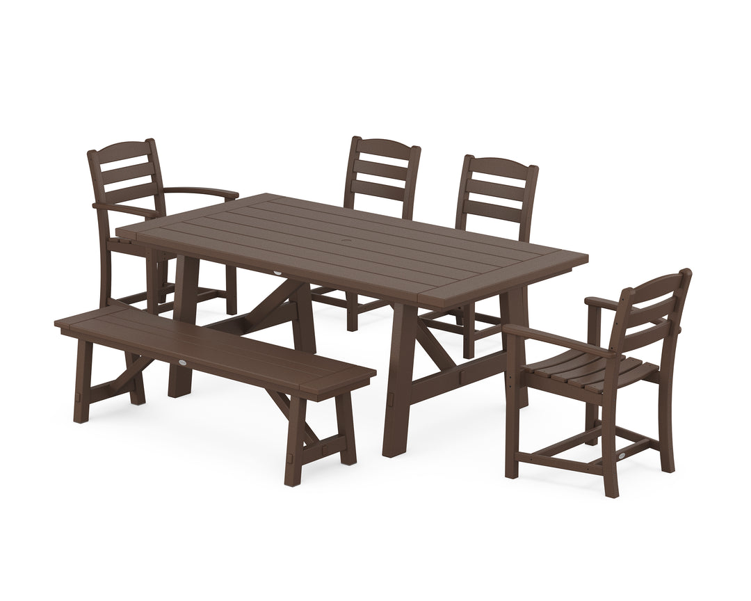 POLYWOOD® La Casa Café 6-Piece Rustic Farmhouse Dining Set with Bench