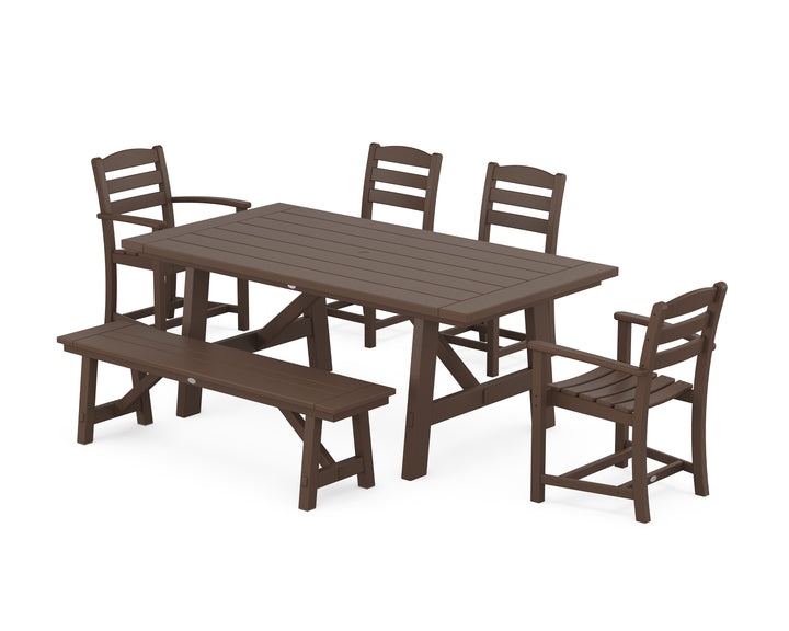 POLYWOOD® La Casa Café 6-Piece Rustic Farmhouse Dining Set with Bench