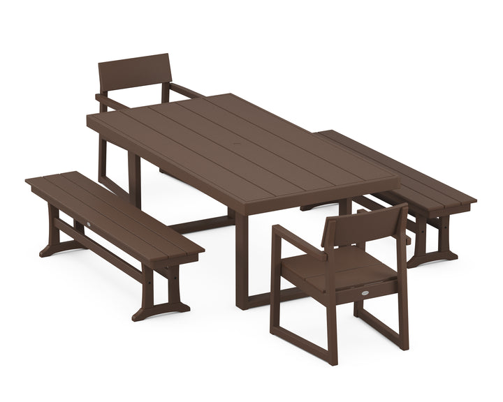 POLYWOOD® EDGE 5-Piece Dining Set with Benches