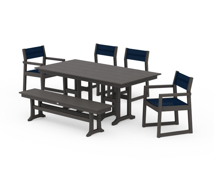 POLYWOOD® EDGE Sling 6-Piece Farmhouse Dining Set