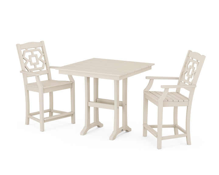 Martha Stewart by POLYWOOD® Chinoiserie 3-Piece Farmhouse Counter Set with Trestle Legs