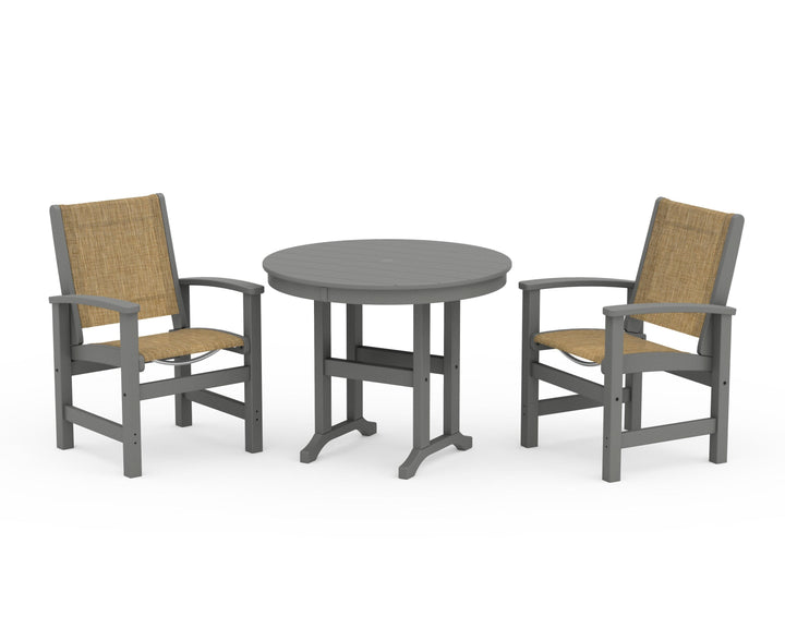 POLYWOOD® Coastal 3-Piece Round Dining Set