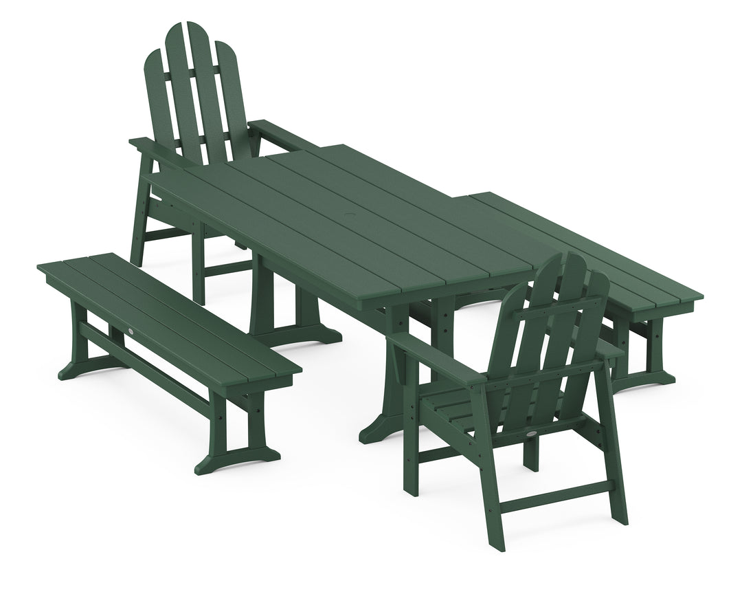 POLYWOOD® Long Island 5-Piece Farmhouse Dining Set With Trestle Legs