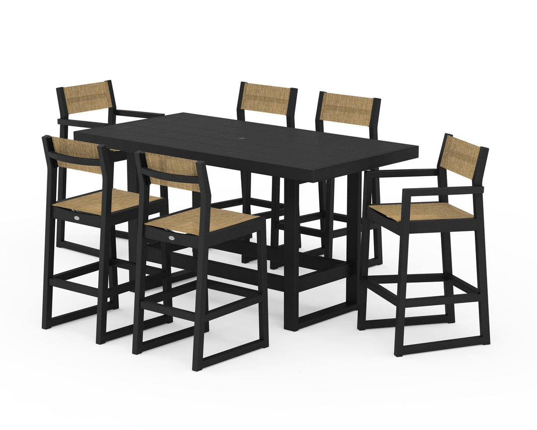 POLYWOOD® EDGE Sling 7-Piece Bar Table Set