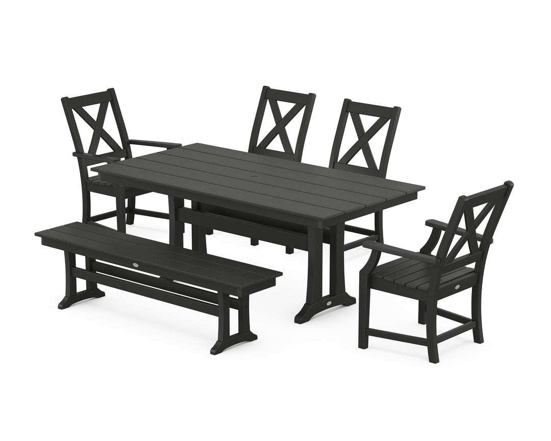 POLYWOOD® Braxton 6-Piece Farmhouse Dining Set With Trestle Legs