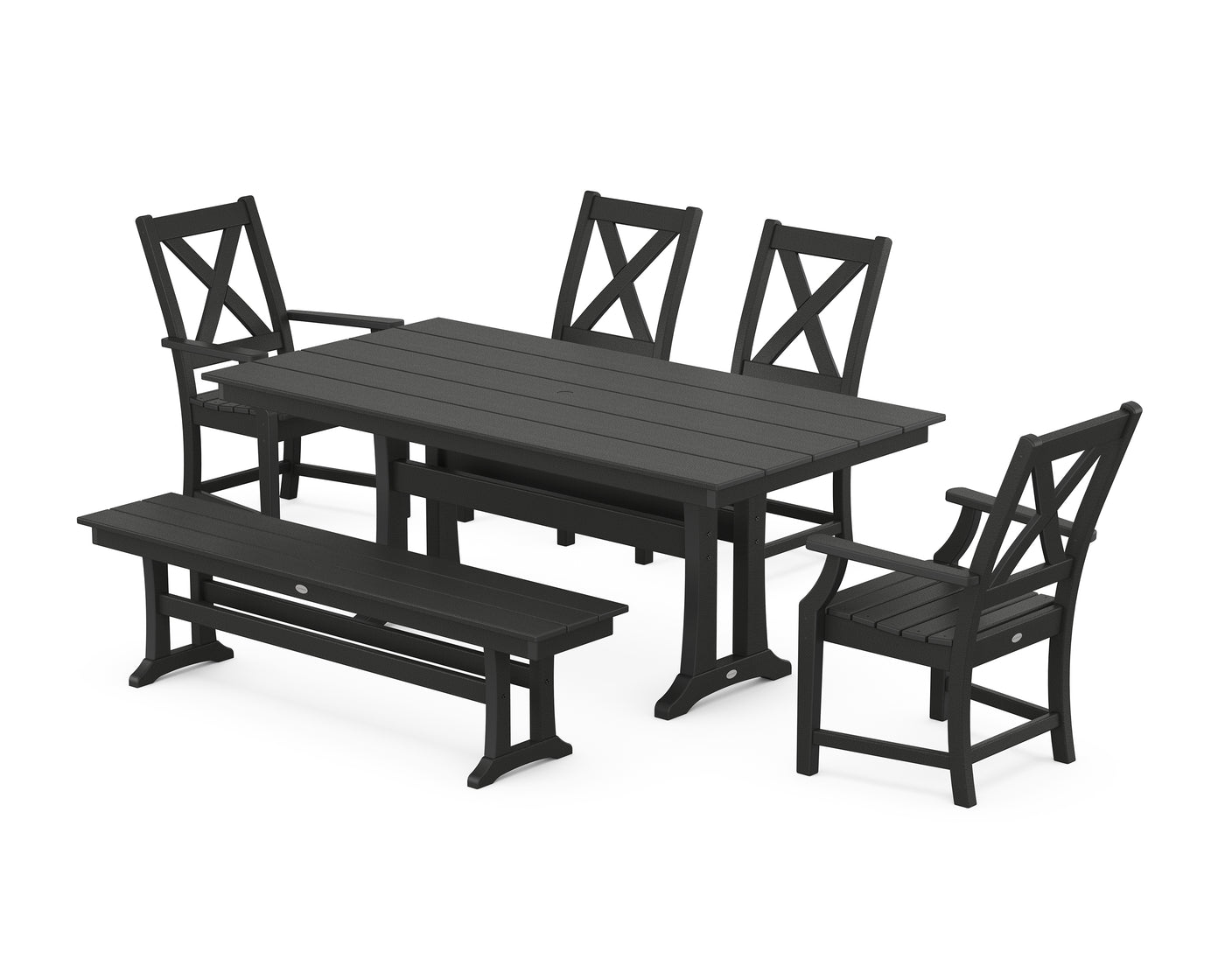 Braxton 6-Piece Farmhouse Dining Set With Trestle Legs