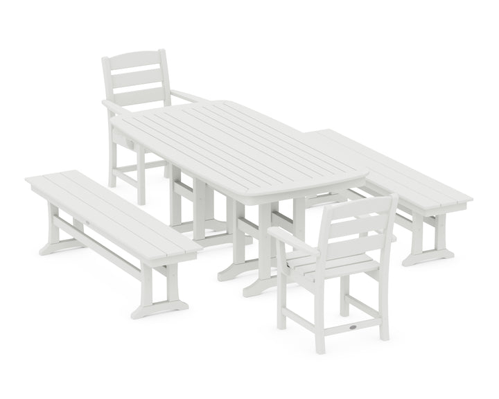 POLYWOOD® Lakeside 5-Piece Dining Set with Benches