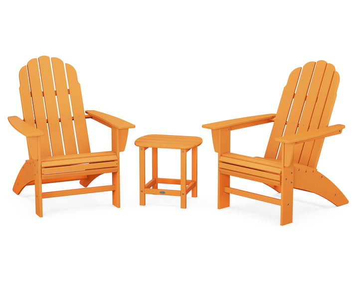 POLYWOOD® Vineyard 3-Piece Curveback Adirondack Set with South Beach 18" Side Table