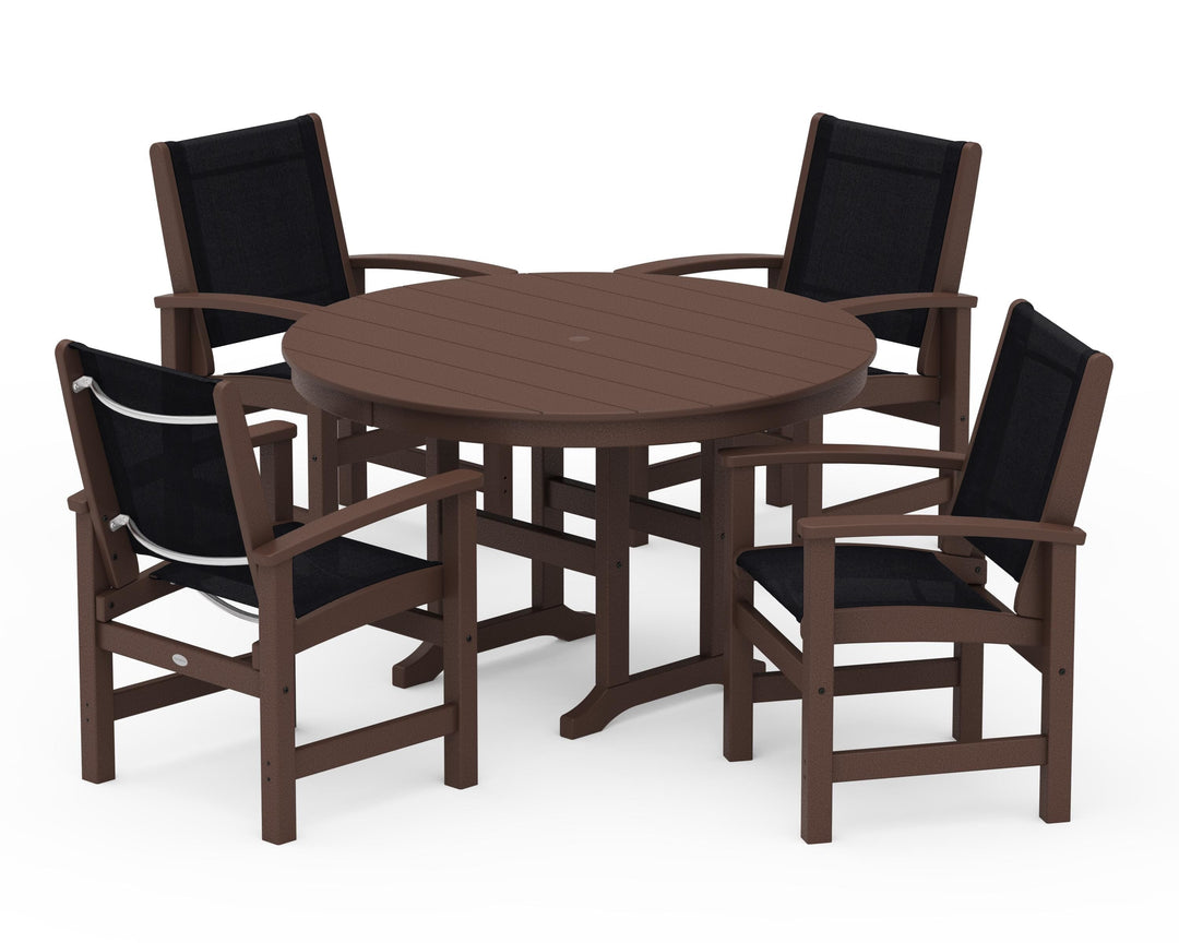 POLYWOOD® Coastal 5-Piece Round Farmhouse Dining Set
