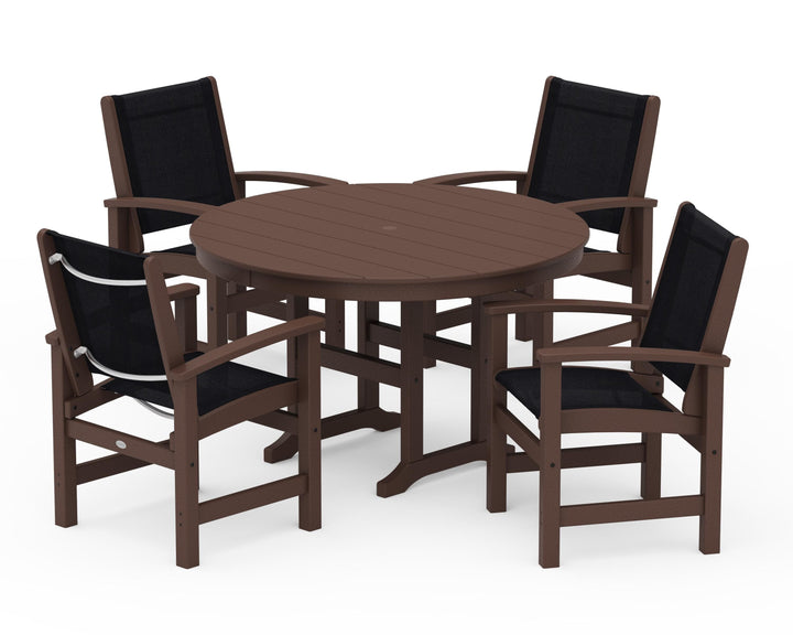 POLYWOOD® Coastal 5-Piece Round Farmhouse Dining Set