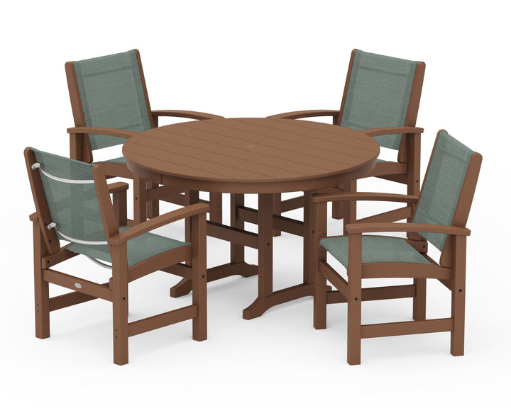 POLYWOOD® Coastal 5-Piece Round Farmhouse Dining Set