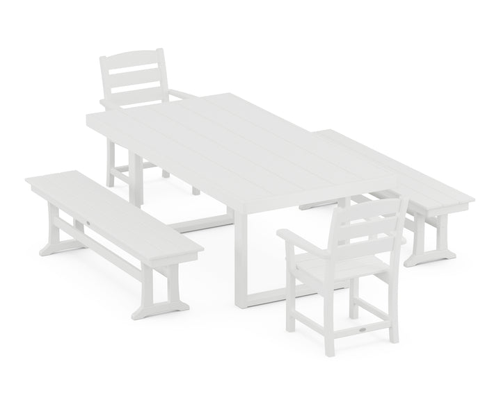 POLYWOOD® Lakeside 5-Piece Dining Set with Benches
