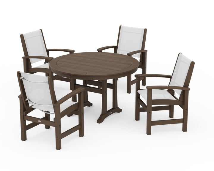 POLYWOOD® Coastal 5-Piece Round Dining Set with Trestle Legs