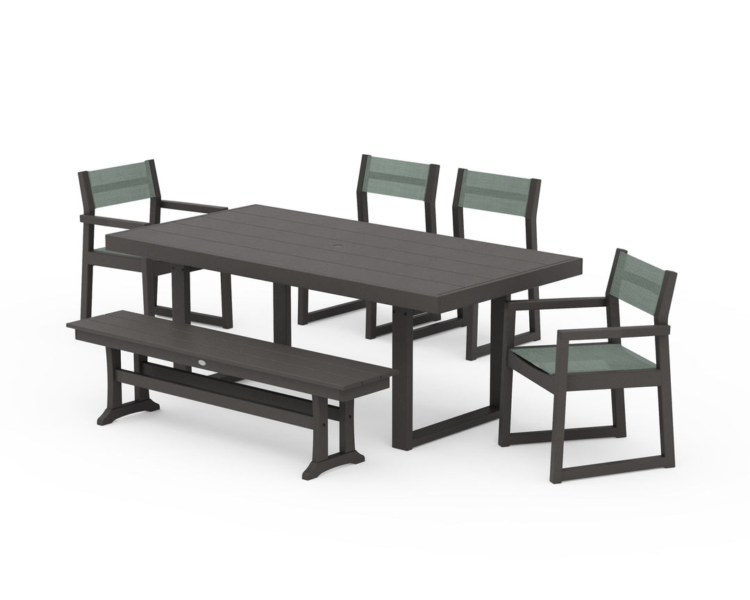 POLYWOOD® EDGE Sling 6-Piece Dining Set with Bench