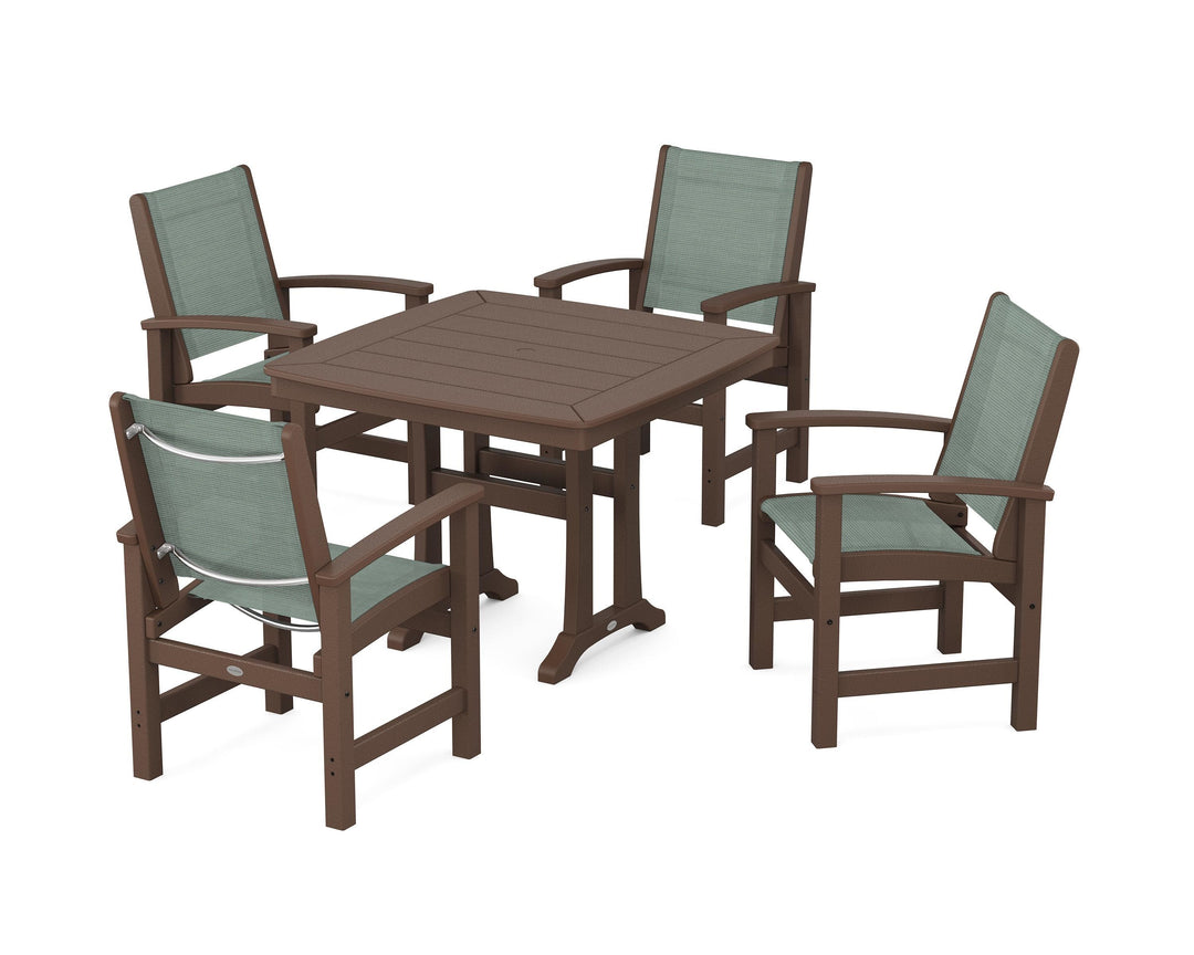 POLYWOOD® Coastal 5-Piece Dining Set with Trestle Legs