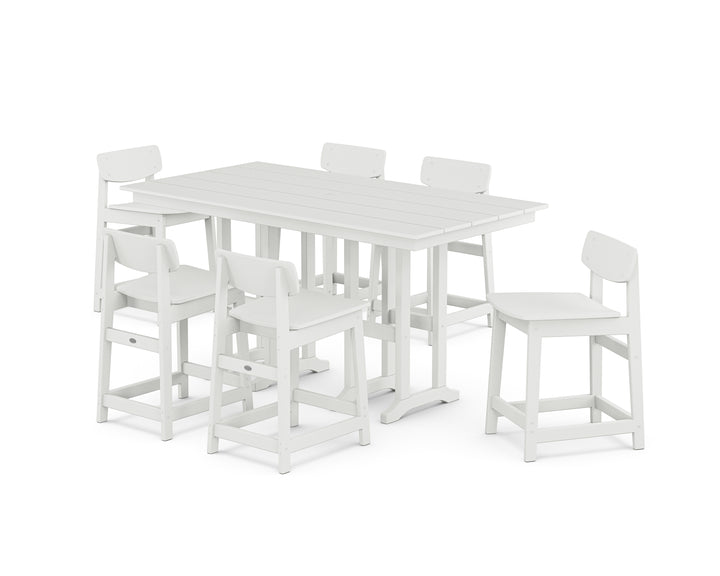 POLYWOOD® Modern Studio Urban Lowback Counter Chair 7-Piece Set