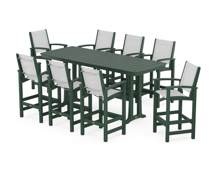 POLYWOOD® Coastal 9-Piece Bar Set with Trestle Legs