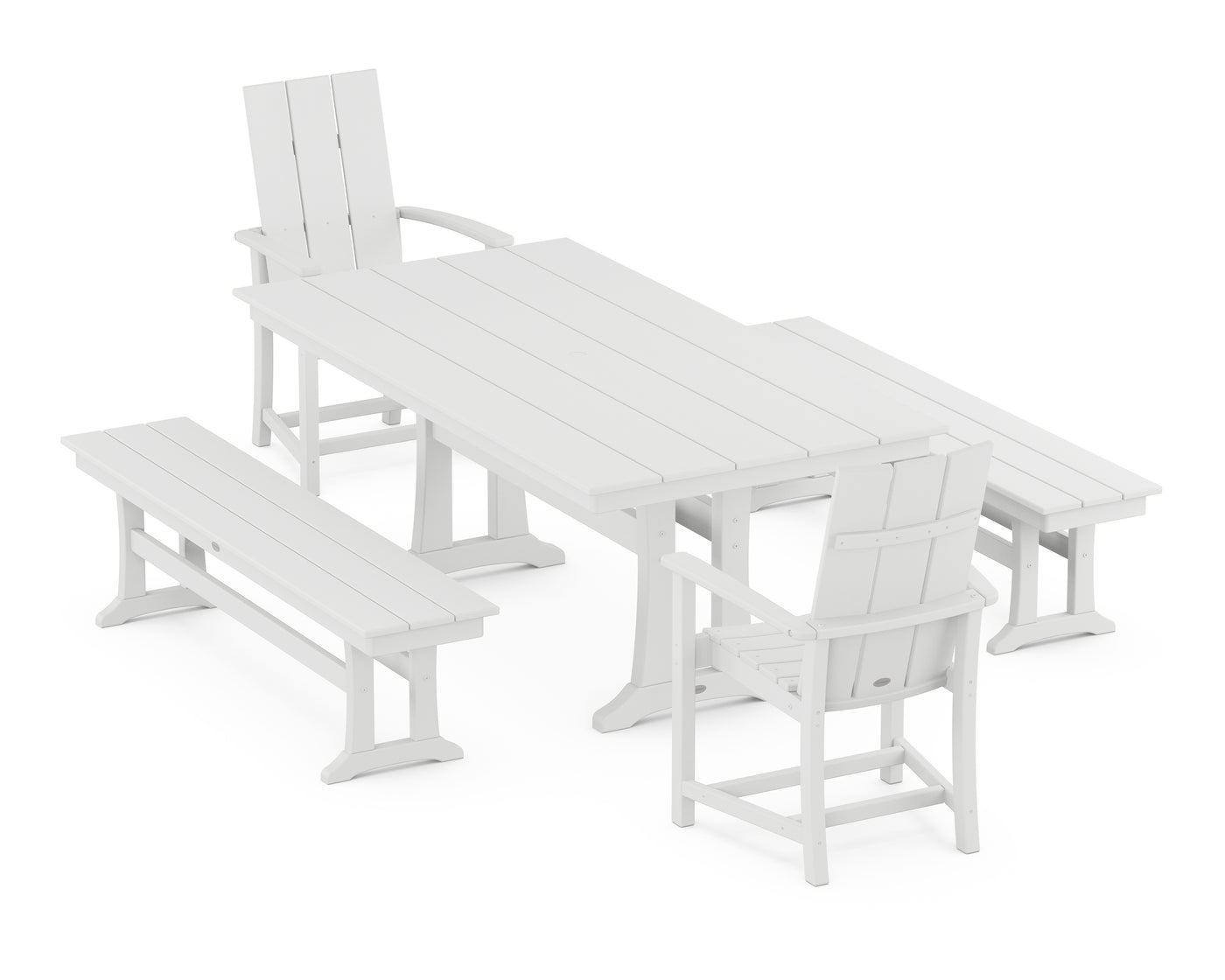 Modern Adirondack 5-Piece Farmhouse Dining Set With Trestle Legs