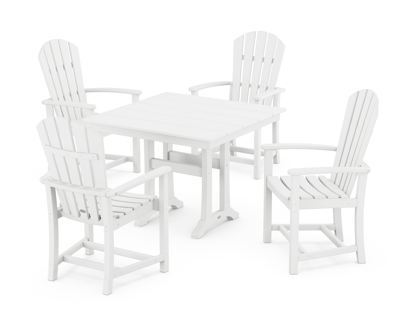 Palm Coast 5-Piece Farmhouse Dining Set With Trestle Legs