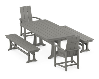 Modern Adirondack 5-Piece Dining Set with Trestle Legs