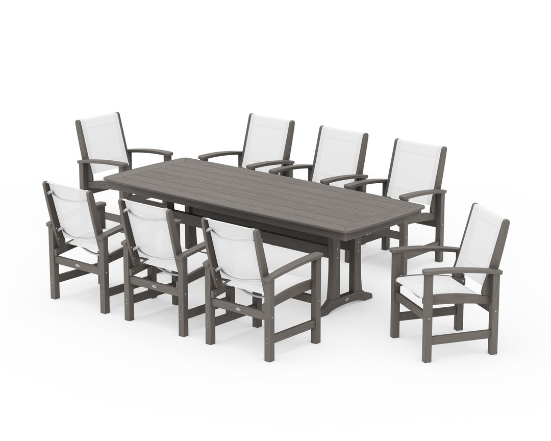 POLYWOOD® Coastal 9-Piece Dining Set with Trestle Legs