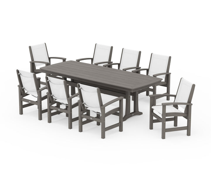 POLYWOOD® Coastal 9-Piece Dining Set with Trestle Legs