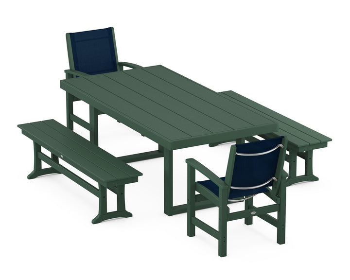 POLYWOOD® Coastal 5-Piece Dining Set with Trestle Legs