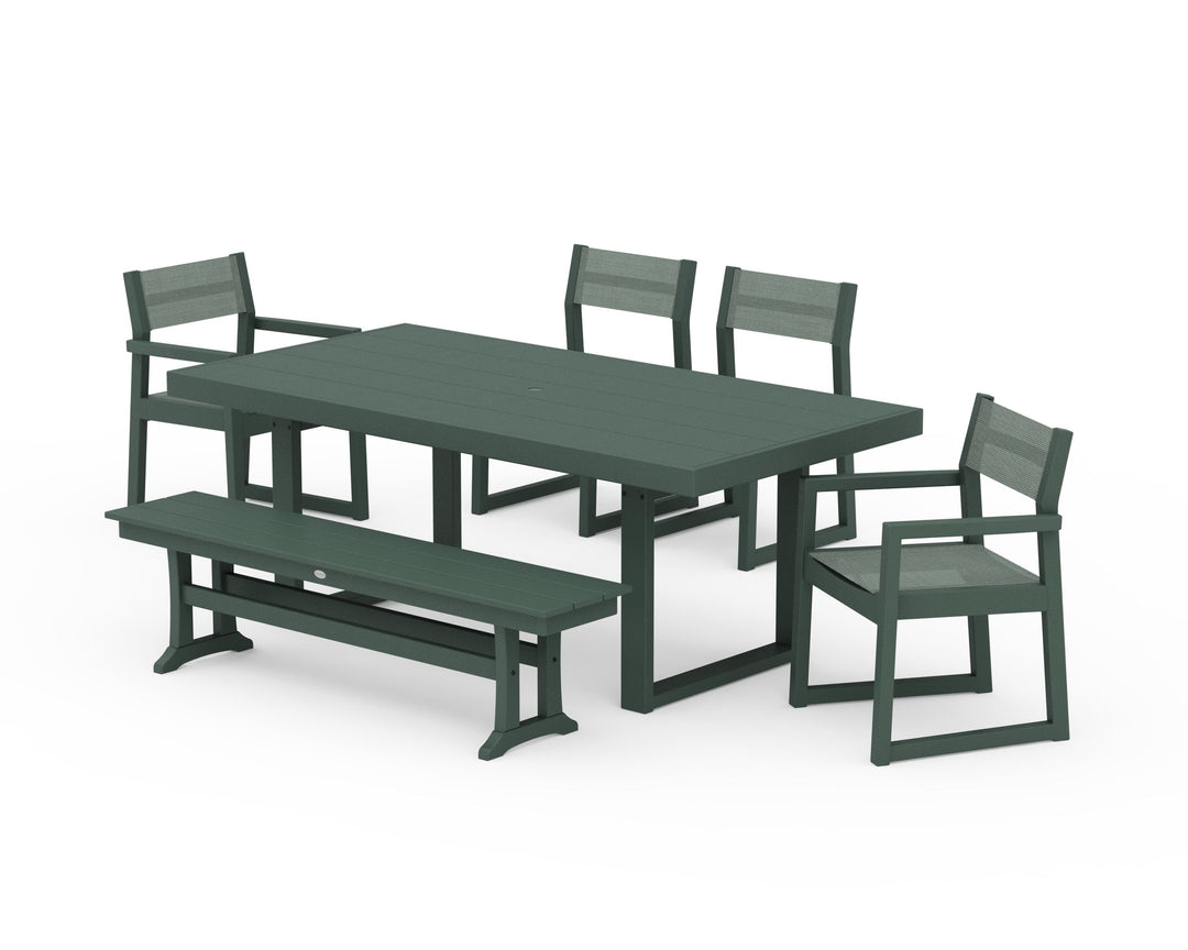 POLYWOOD® EDGE Sling 6-Piece Dining Set with Bench