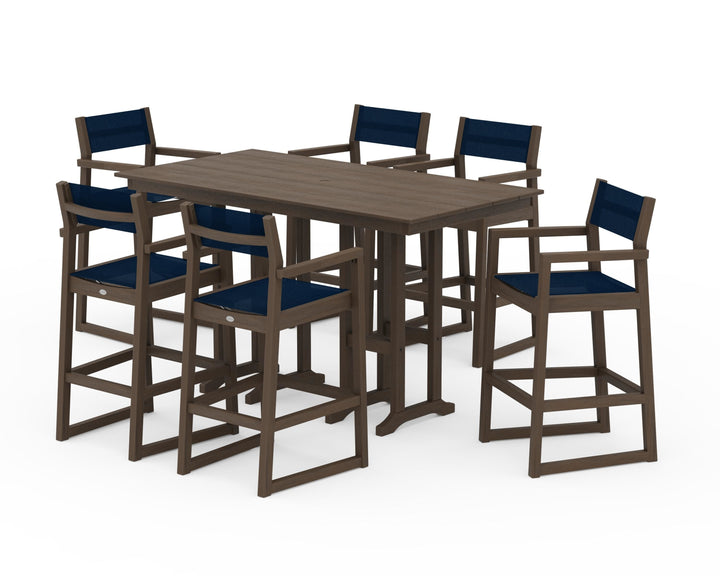 POLYWOOD® EDGE Sling Arm Chair 7-Piece Farmhouse Bar Set