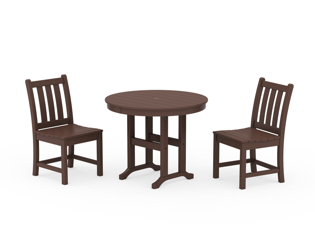 POLYWOOD® Traditional Garden Side Chair 3-Piece Round Dining Set