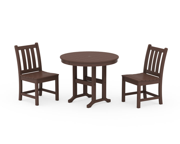POLYWOOD® Traditional Garden Side Chair 3-Piece Round Dining Set