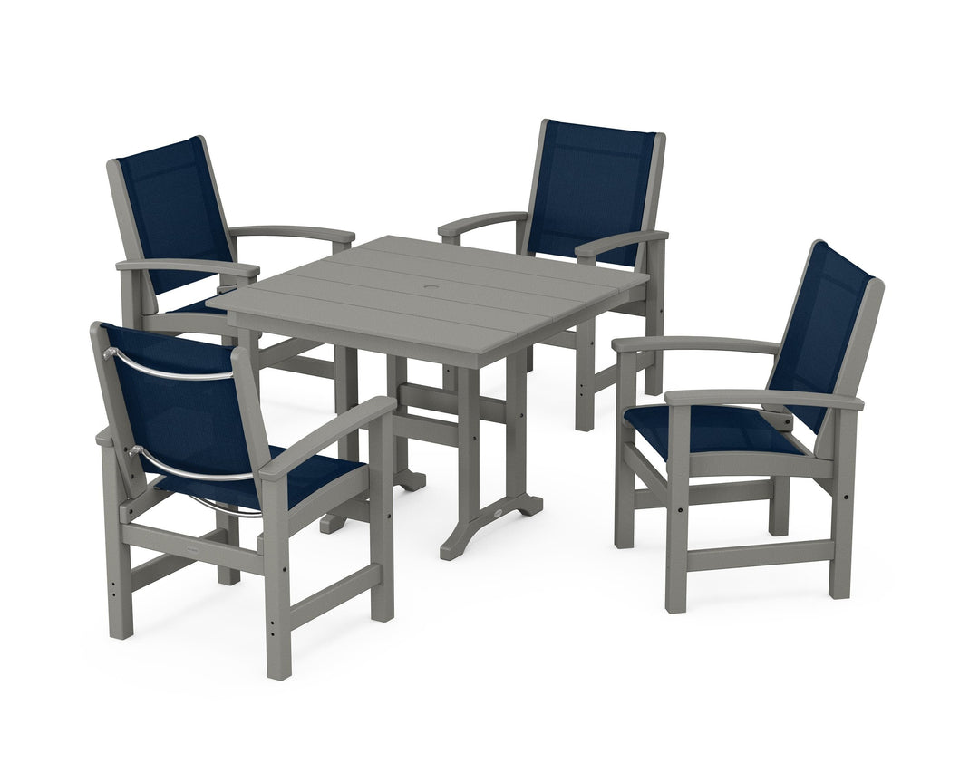 POLYWOOD® Coastal 5-Piece Farmhouse Dining Set