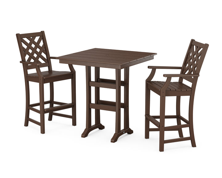 Country Living Wovendale 3-Piece Farmhouse Bar Set with Trestle Legs