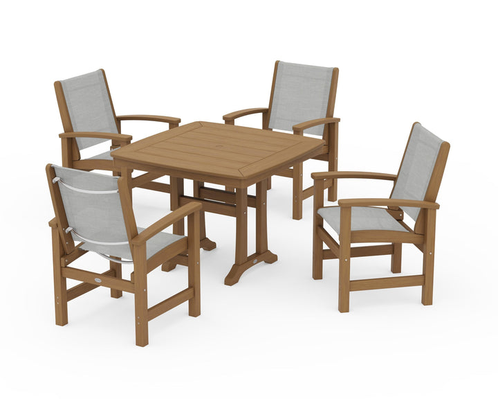 POLYWOOD® Coastal 5-Piece Dining Set with Trestle Legs