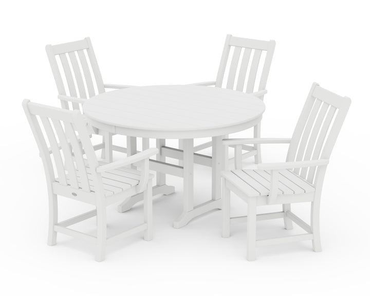 POLYWOOD® Vineyard 5-Piece Round Farmhouse Dining Set