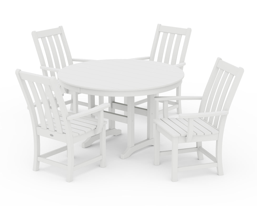 POLYWOOD® Vineyard 5-Piece Round Farmhouse Dining Set