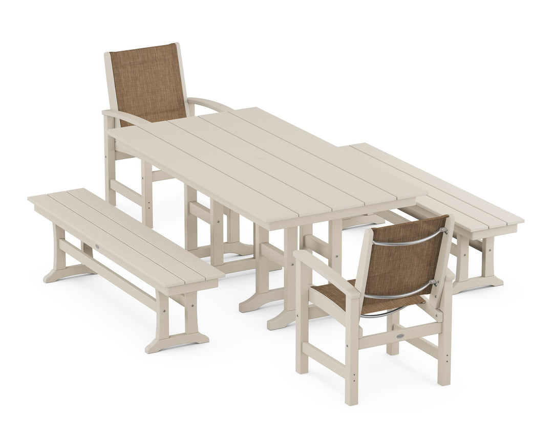 POLYWOOD® Coastal 5-Piece Farmhouse Dining Set