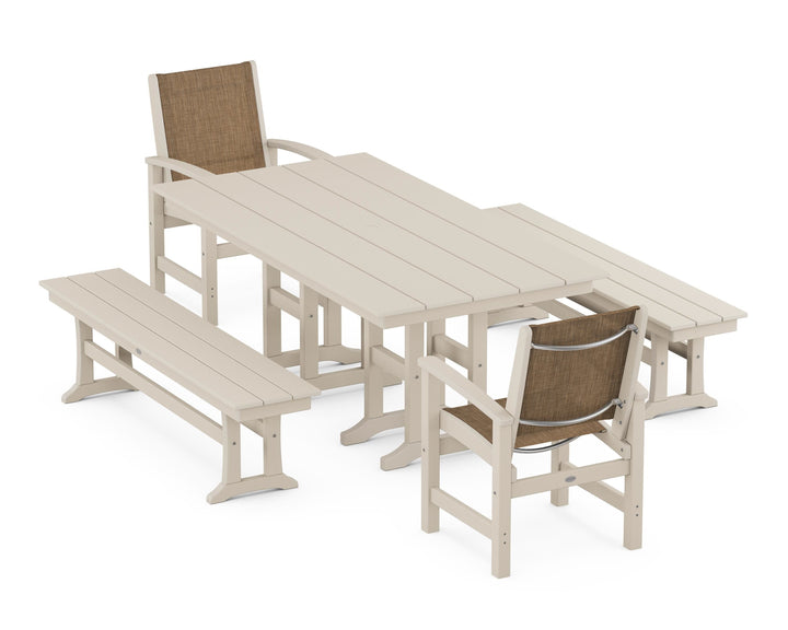 POLYWOOD® Coastal 5-Piece Farmhouse Dining Set