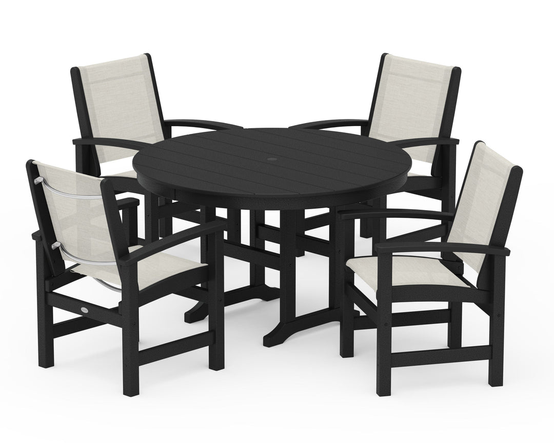 POLYWOOD® Coastal 5-Piece Round Farmhouse Dining Set
