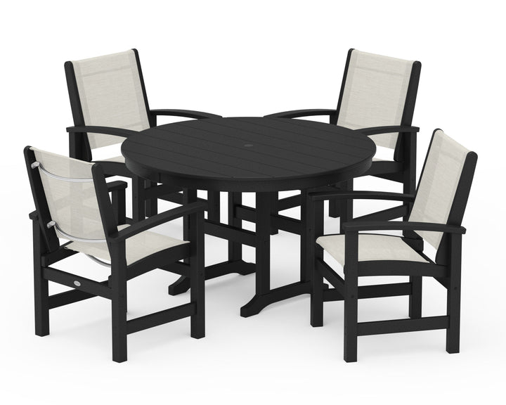 POLYWOOD® Coastal 5-Piece Round Farmhouse Dining Set