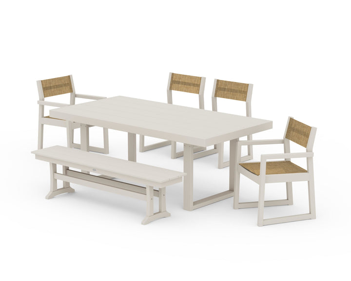 POLYWOOD® EDGE Sling 6-Piece Dining Set with Bench