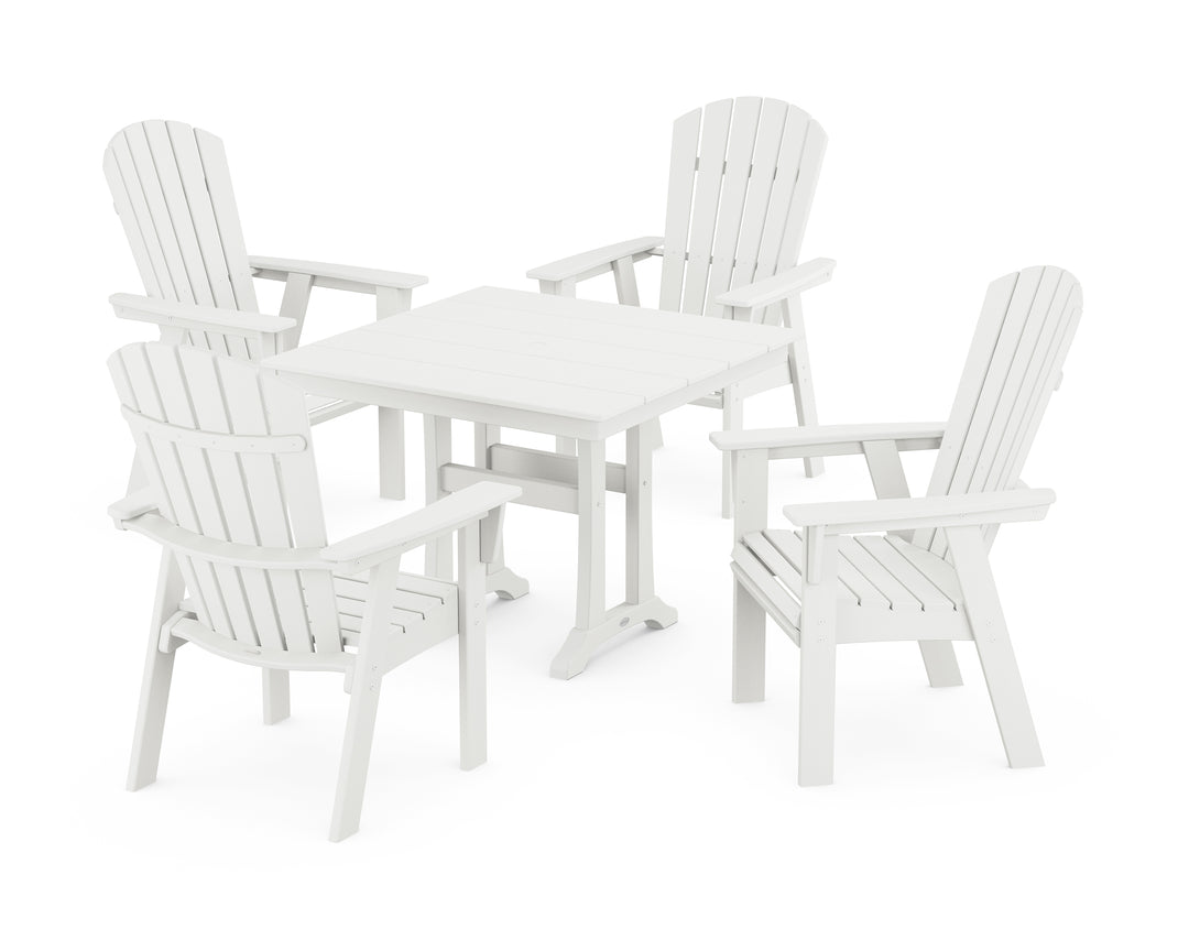 POLYWOOD® Nautical Adirondack 5-Piece Farmhouse Dining Set With Trestle Legs