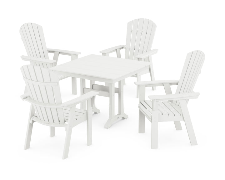 POLYWOOD® Nautical Adirondack 5-Piece Farmhouse Dining Set With Trestle Legs