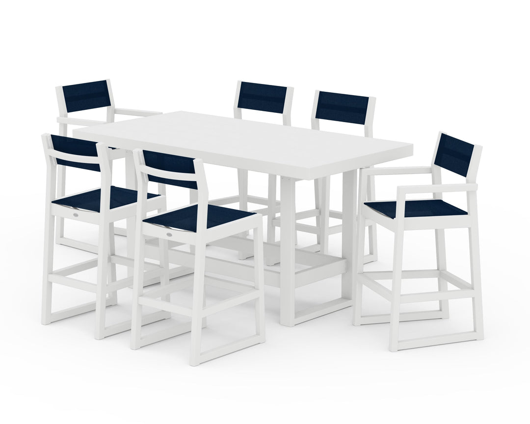 POLYWOOD® EDGE Sling 7-Piece Bar Table Set