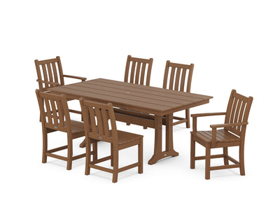 Traditional Garden 7-Piece Farmhouse Dining Set With Trestle Legs