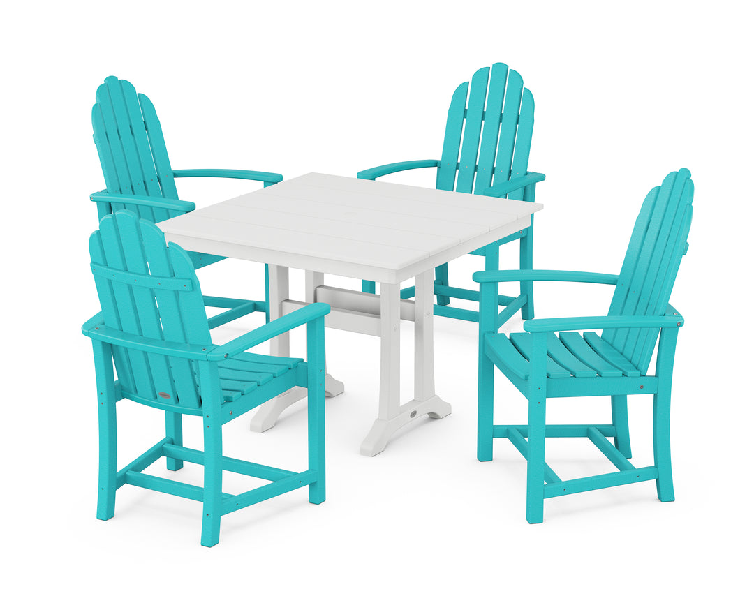 POLYWOOD® Classic Adirondack 5-Piece Farmhouse Dining Set With Trestle Legs