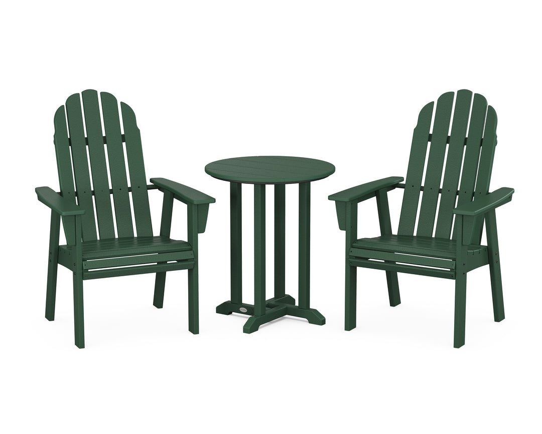 POLYWOOD® Vineyard Adirondack 3-Piece Round Bistro Dining Set