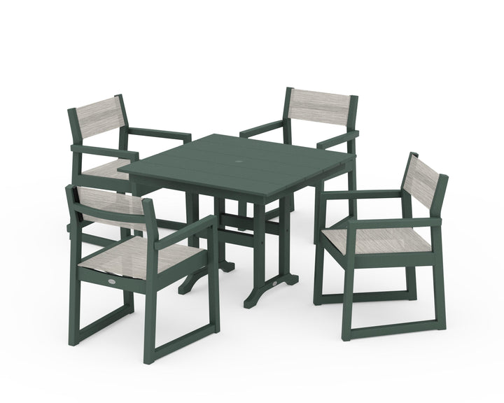 POLYWOOD® EDGE Sling Arm Chair 5-Piece Farmhouse Dining Set